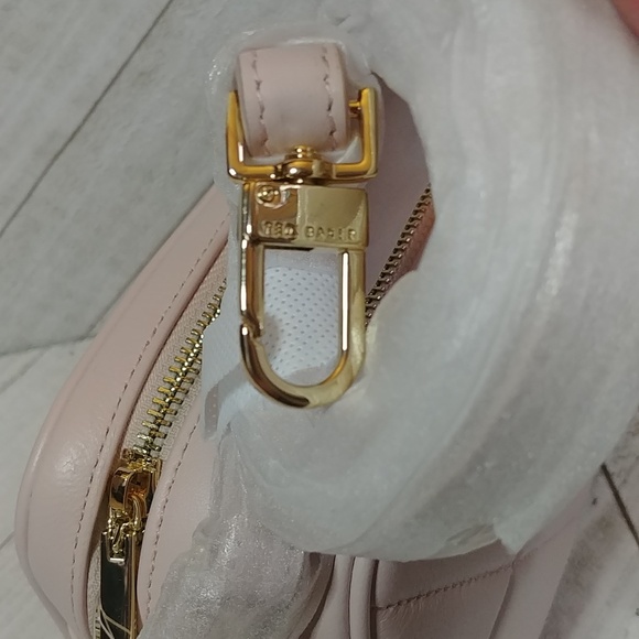 NWT Ted Baker Ballet Pink Leather Double Zip Crossbody Camera Bag Purse - Picture 7 of 8